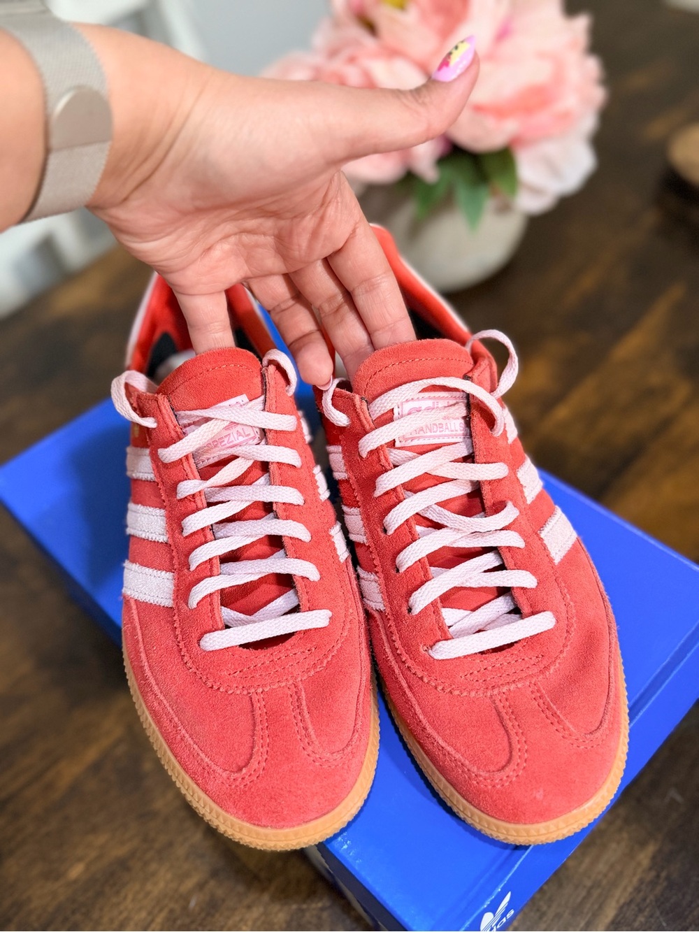 adidas Samba Sneakers in Red with Pink Accents - Picture 2 of 5